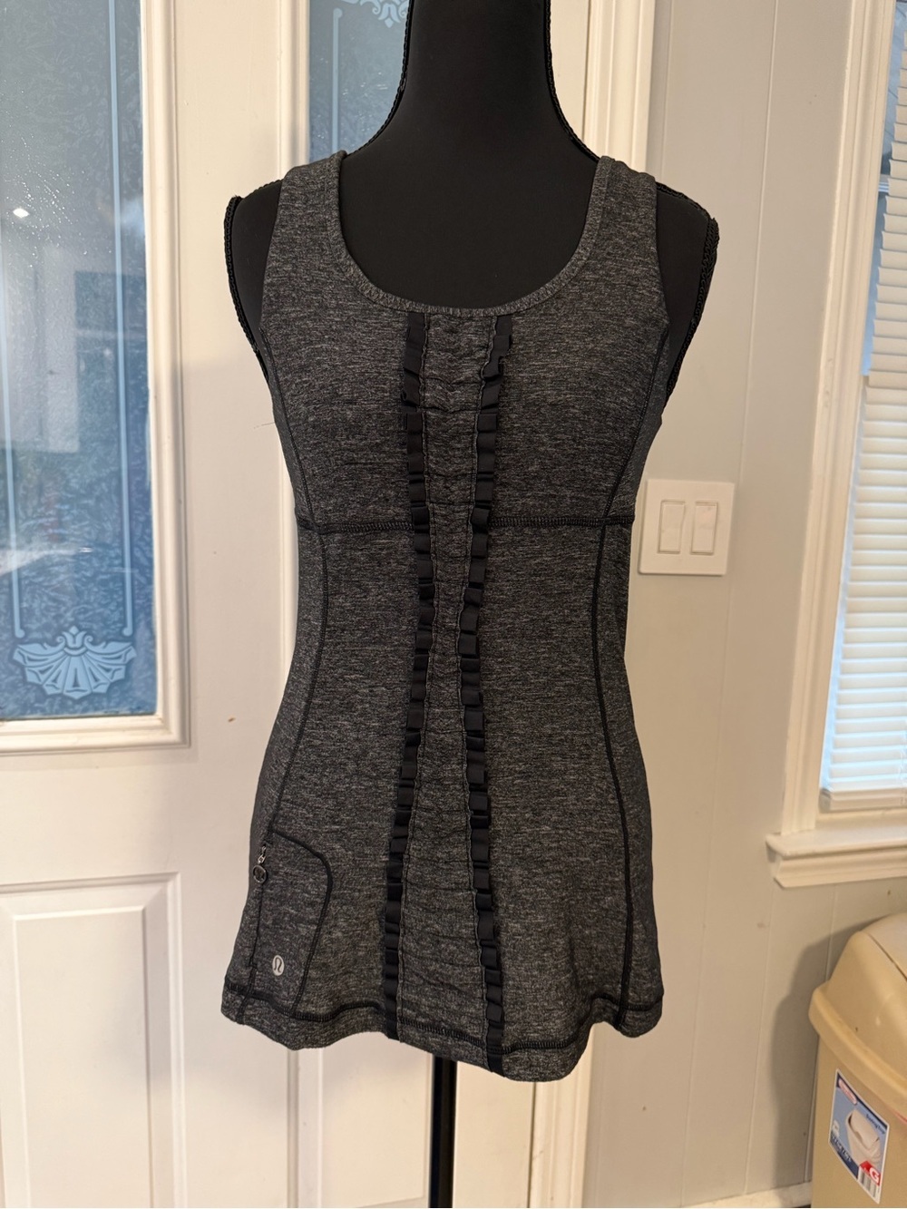 lululemon athletica Dark Gray Ruffle-Front Athletic Tank